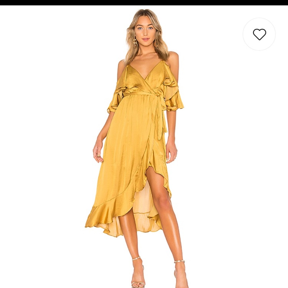 GOLD BARDOT BEA WRAP DRESS